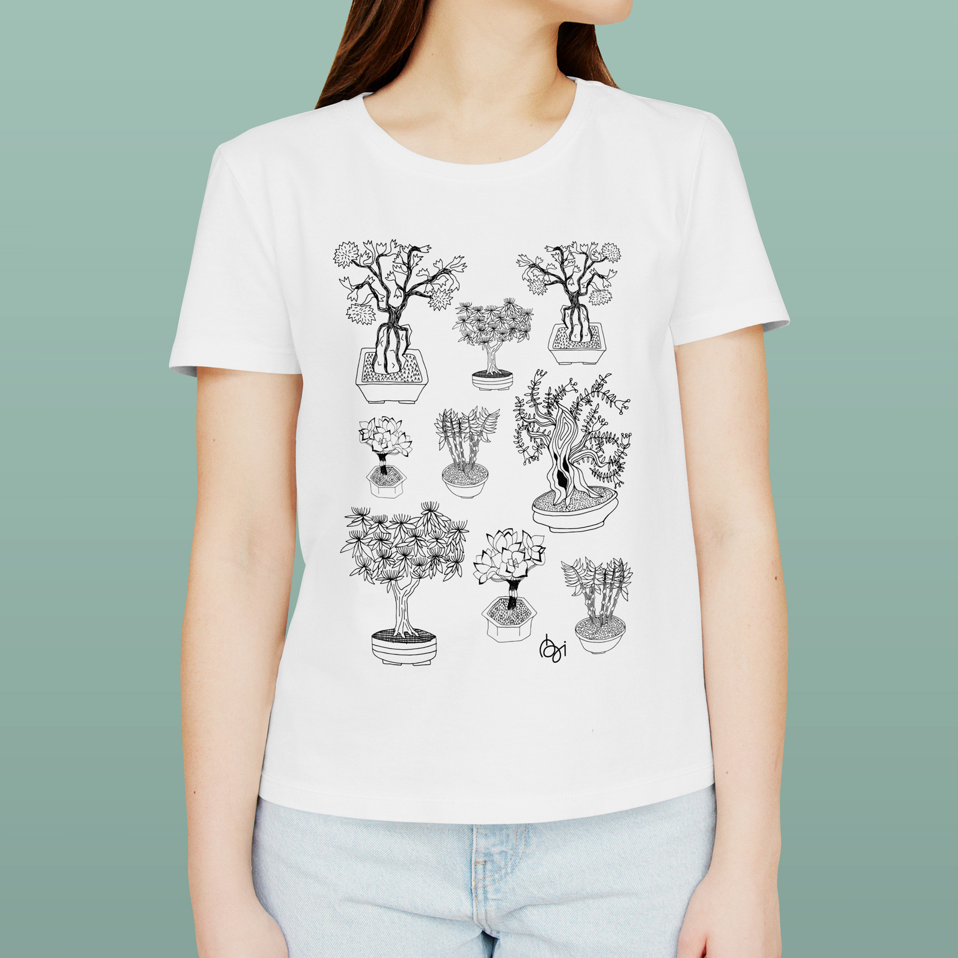 Kis bonsai női póló - fehér